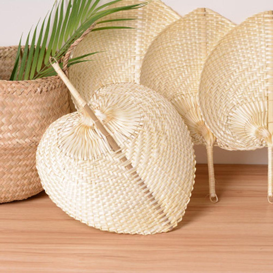 Woven Heart Shaped Bamboo Fan