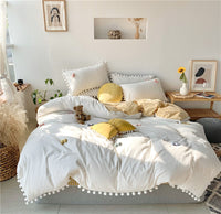 White Pom Bedding Set