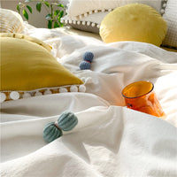 White Pom Bedding Set