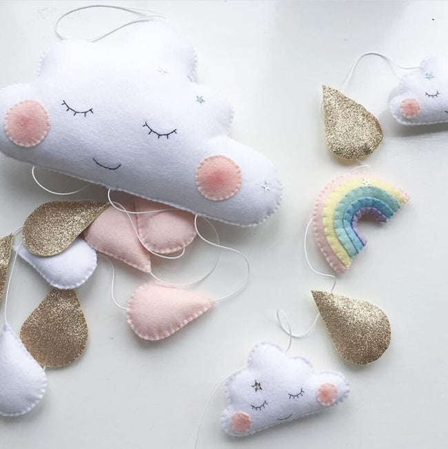 Cloud & Raindrop Felt Pendant