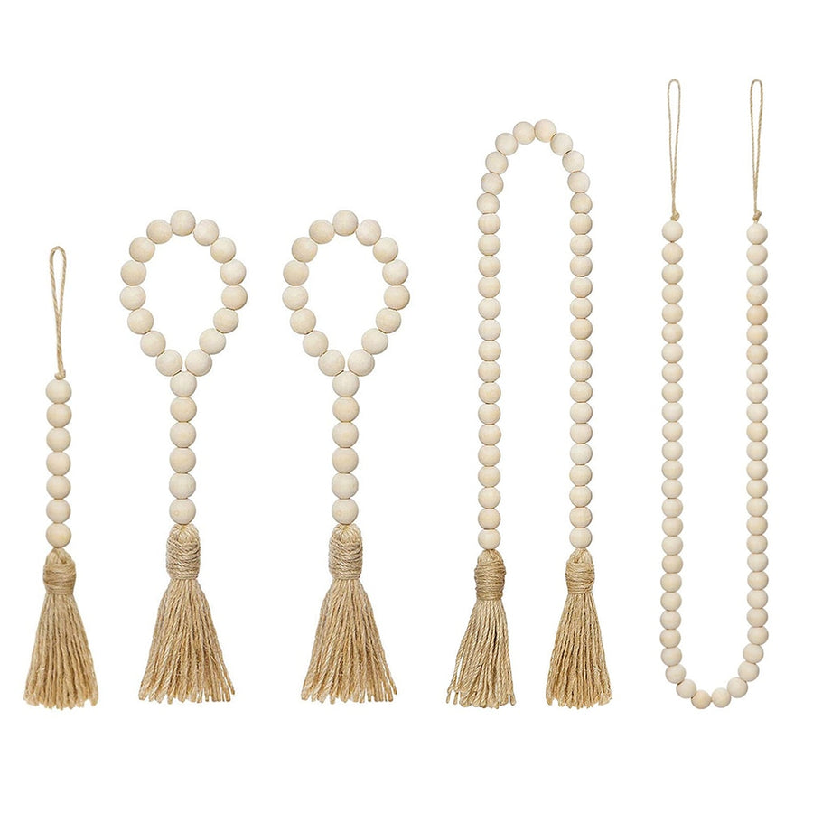 Wood Beads with Jute Tassel