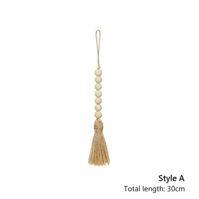 Wood Beads with Jute Tassel