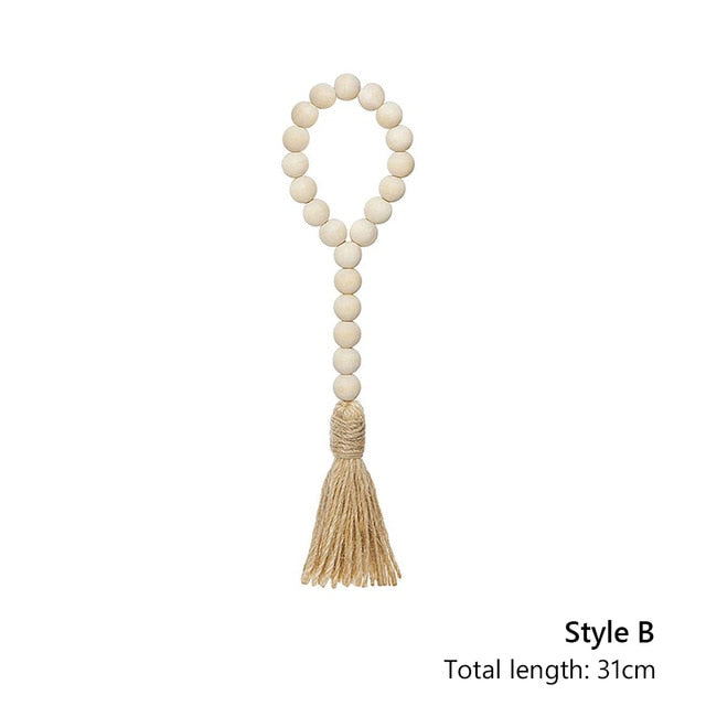 Wood Beads with Jute Tassel