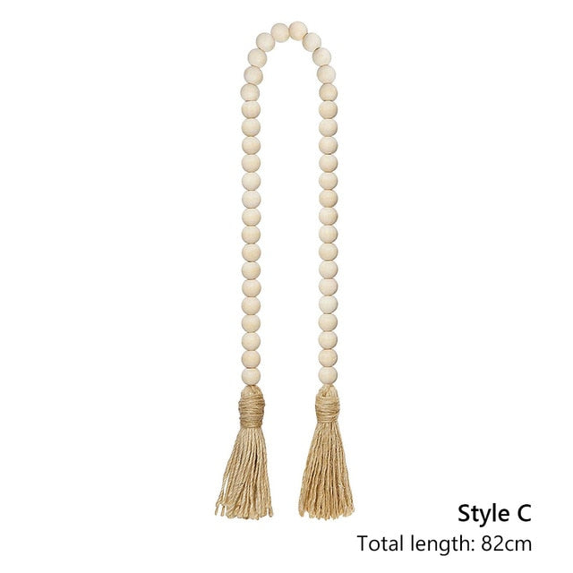 Wood Beads with Jute Tassel