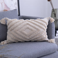 Beige Bohemian Tasseled Pillow Covers