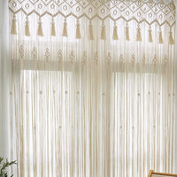 White Macrame Curtain with Tassel