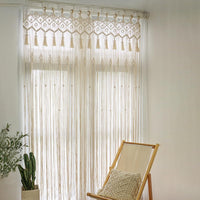 White Macrame Curtain with Tassel
