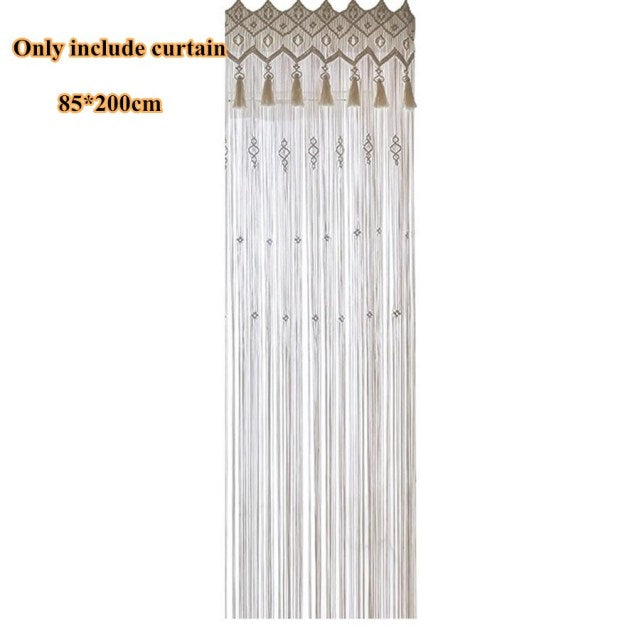 White Macrame Curtain with Tassel