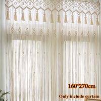 White Macrame Curtain with Tassel