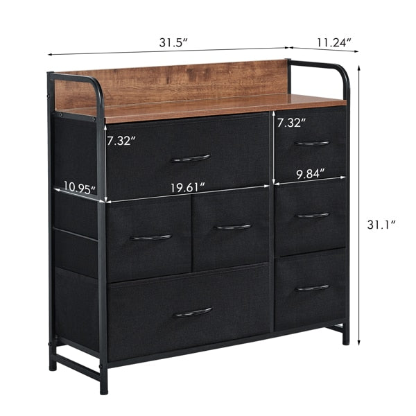 Black Dresser with Cloth Drawers