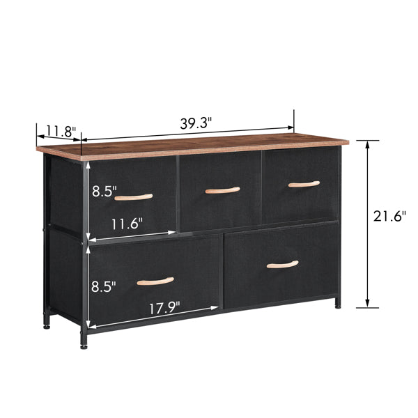 Black Dresser with Cloth Drawers