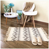 Tan Geo Tassel Rug